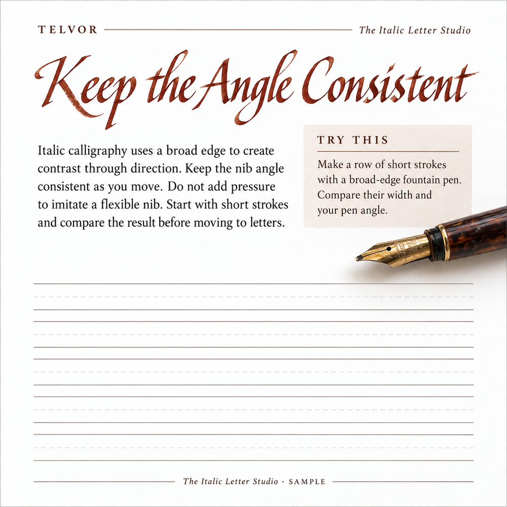Sample page preview of The Italic Letter Studio, a digital PDF guide.